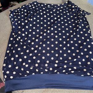 Zeagoo Women's Casual Round Neck Short Sleeve Polka Dot Tops in Navy blue, XL